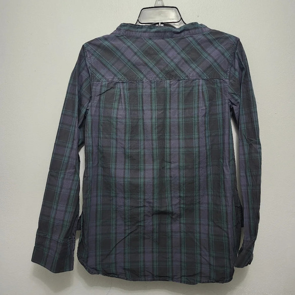 J.crew women's blouse top size 2 plaid black and green - Picture 6 of 6